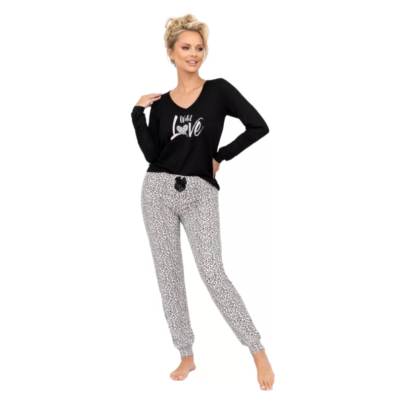PANTERA - Pijama damă luxury, 2 piese, bumbac, essential long - imagine 2