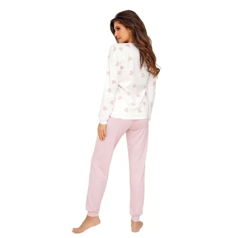 SWEET - Pijama damă premium, bumbac, 2 piese, roz, essential long - imagine 2
