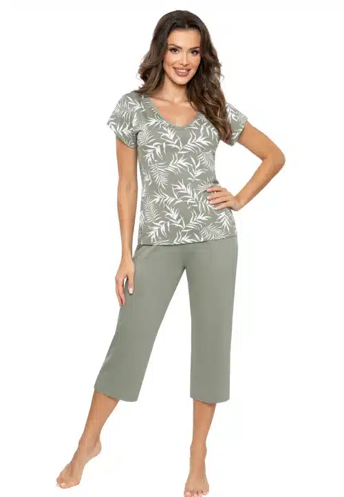 pijama damă premium din viscoză cu pantaloni 3/4