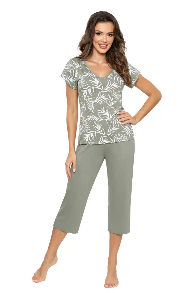 pijama damă premium din viscoză cu pantaloni 3/4