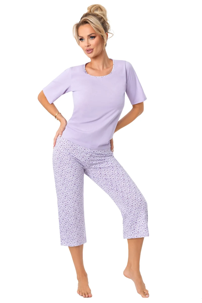 FIORELLA – Pijama damă premium, bumbac, pantaloni 3/4