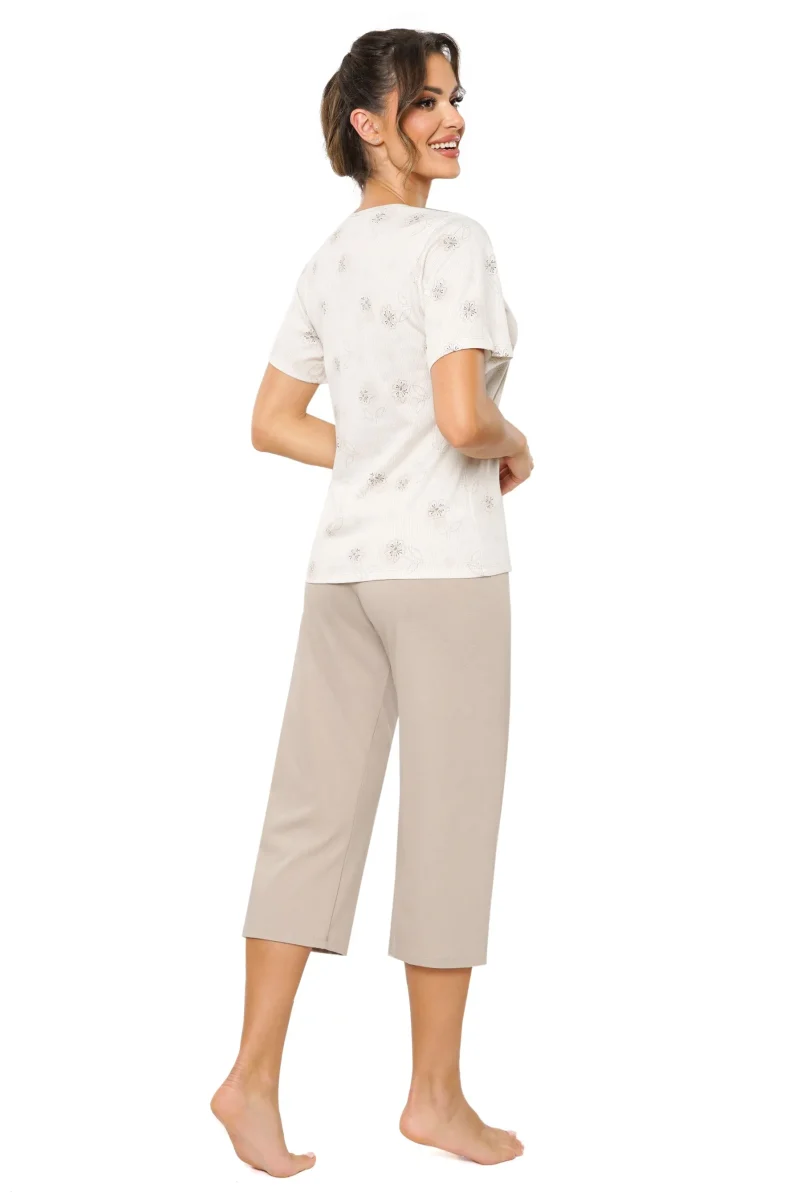 SANDI – Pijama damă premium, bumbac, pantaloni 3/4 - imagine 2
