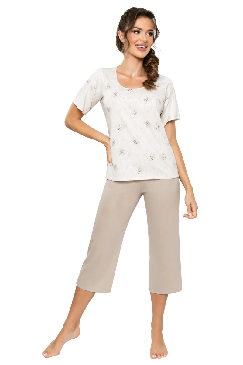 SANDI – Pijama damă premium, bumbac, pantaloni 3/4